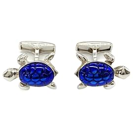Alfred Dunhill-Dunhill Turtle Motif Cufflinks-Silvery,Blue