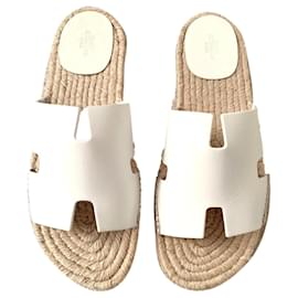Hermès-ANTIQUE HERMES SANDALS-White