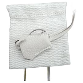 Hermès-Hermès togo leather bell and pull in chalk white, length 21 cm-Eggshell