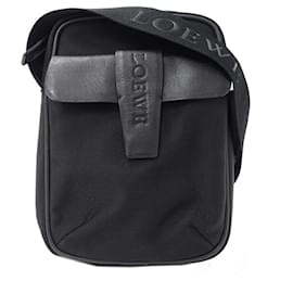 Loewe-Loewe Men's Shoulder Bag in Black Canvas-Black