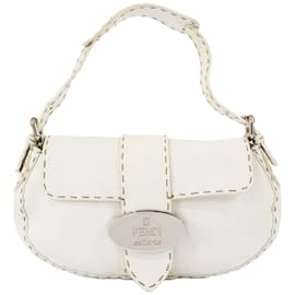 Fendi-Fendi Selleria Stitch Hand Shoulder Bag-White