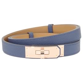 Hermès-Hermes Kelly 18 Belt in Navy Epsom Leather-Navy blue