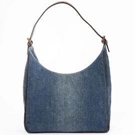 Fendi-Fendi Denim Shoulder Bag-Blue