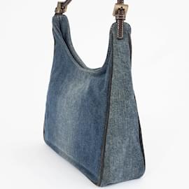 Fendi-Fendi Denim Shoulder Bag-Blue