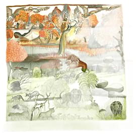 Hermès-Hermes Carre 90 Nuba Mountain Stole-Orange