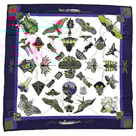 Hermès-Hermes Carre 90 Silk Scarf - Dancing in the Sky-White,Multiple colors,Navy blue