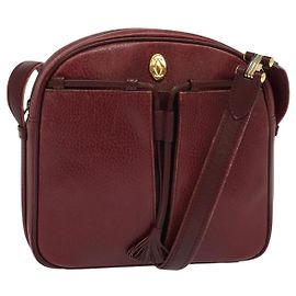 CARTIER Borsa a Spalla Must Line Pelle Rosso Vino Auth BA833 Bordò