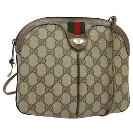 GUCCI GG Supreme Web Bolsa Sherry Línea PVC Beige Verde Rojo 904 02 047 Auth EC913 Roja Beige Verde