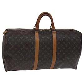 Louis Vuitton-LOUIS VUITTON Monogram Keepall 55 Boston Bag M41424 LV Auth BD1041-Monogram