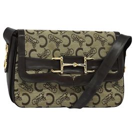 Céline Bolsa de ombro Celine C Sulky em lona bege Auth EC1017 Bege