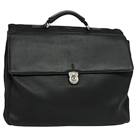 Salvatore Ferragamo-Salvatore Ferragamo Business Bag Leather Black Auth bs23984-Black