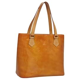 Louis Vuitton-LOUIS VUITTON Monogram Vernis Houston Bolsa de Mão Amarela M91121 LV Auth BA938-Amarelo