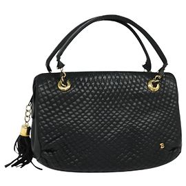 BALLY Bolsa de mão acolchoada de couro preta Auth BA969 Preto