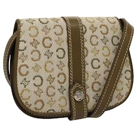 Céline-CELINE C Macadam Canvas Shoulder Wallet Khaki Auth sw190-Khaki