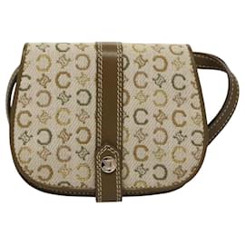 Céline-CELINE C Macadam Canvas Shoulder Wallet Khaki Auth sw190-Khaki