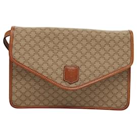 Céline-CELINE Macadam Canvas Shoulder Bag Beige Gold Auth MY407-Beige,Golden
