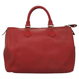 Louis Vuitton-LOUIS VUITTON Bolsa de Mão Epi Speedy 30 Vermelho Castelhano M43007 LV Auth EC810-Vermelho