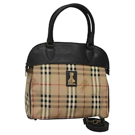 Autre Marque-Burberrys Nova Check Hand Bag PVC 2way Beige Black Auth hk2347-Black,Beige