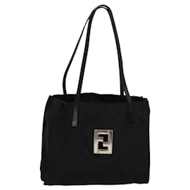 Fendi-FENDI Zucca Canvas Hand Bag Black Auth 106798-Black