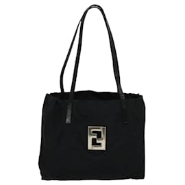 Fendi-FENDI Zucca Canvas Hand Bag Black Auth 106798-Black