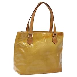 Louis Vuitton-LOUIS VUITTON Monogram Vernis Bolsa de Mão Houston Bege M91004 LV Auth hk2355-Bege