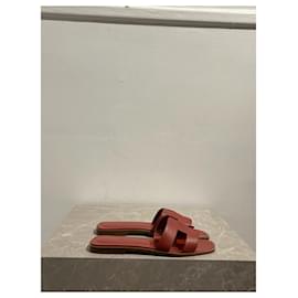 Hermès-HERMES Sandals T.EU 37 Leather-Red