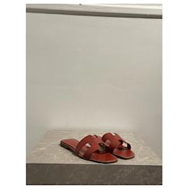 Hermès-HERMES Sandals T.EU 37 Leather-Red