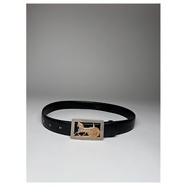 Céline Vintage Celine Paris Leather Belt Black Black