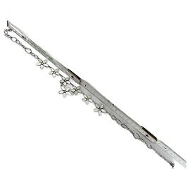 Colar de aço floral vintage Courreges prateado branco Prata