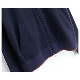 Loro Piana-Divine Loro Piana Bomber Leisure Baby Cashmere Hooded Jacket-Navy blue