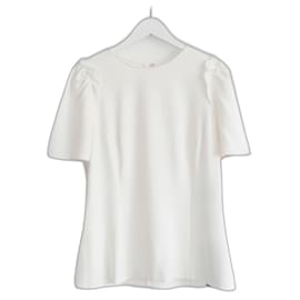 Dolce & Gabbana-Dolce & Gabbana Cream Frill Trim Crepe Top-Cream