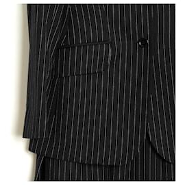Dolce & Gabbana-Dolce & Gabbana Ensemble FR36 Black Wool Pinstriped Jacket Mini Skirt UK8 US6-Black