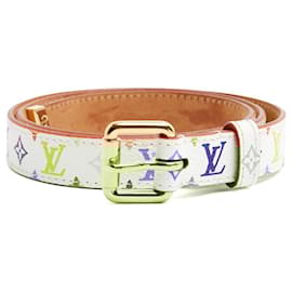 Louis Vuitton-Louis Vuitton 2003 LV Belt T70 Murakami White Canvas Monogram Belt S 28in-White