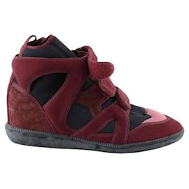 Isabel Marant-Leather sneakers-Dark red