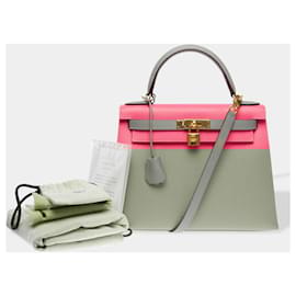 Hermès-HERMES Kelly 28 Bag in Pink Leather - 102609-Pink
