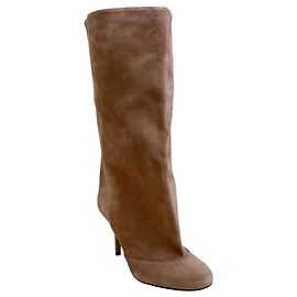Paris Texas Taupe Suede Esther Mid Calf Slouch Boots Beige