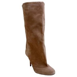 Paris Texas Taupe Suede Esther Mid Calf Slouch Boots Beige
