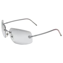 Chanel-Chanel Rimless Silver Transparent Clear Sunglasses 4035-Silvery