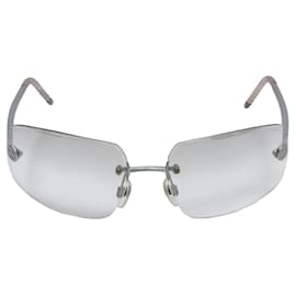 Chanel-Chanel Rimless Silver Transparent Clear Sunglasses 4035-Silvery