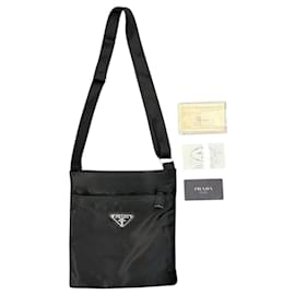 Prada-Prada Black Tessuto Nylon Logo Crossbody Shoulder Messenger Small Bag-Black