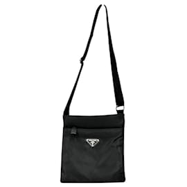 Prada-Prada Black Tessuto Nylon Logo Crossbody Shoulder Messenger Small Bag-Black