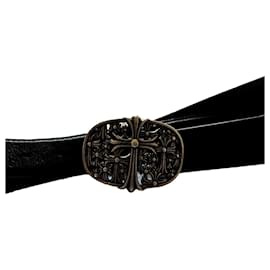 Chrome Hearts-Chrome Hearts Cemetery Belt-Black,Silver hardware