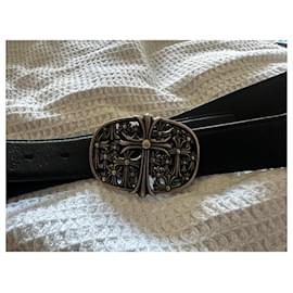 Chrome Hearts-Chrome Hearts Cemetery Belt-Black,Silver hardware