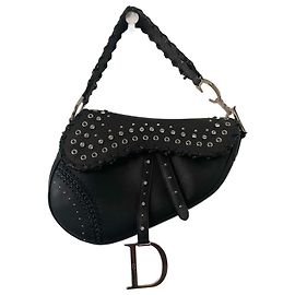 Borsa Saddle Christian Dior in pelle nera Nero
