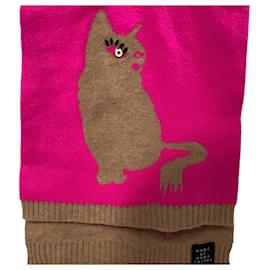 Marc Jacobs- Marc by Marc Jacobs Cat Scarf and Gloves in Pink and Brown Wool-Pink