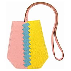 Hermès-Hermes Leather Clochette Keychain-Pink