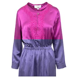 Yves Saint Laurent-Yves Saint Laurent Embroidered Long Dress - '10s-Purple