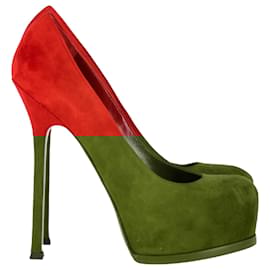 Yves Saint Laurent-Saint Laurent Tribtoo Pumps in Red Suede-Red