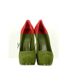 Yves Saint Laurent-Saint Laurent Tribtoo Pumps in Red Suede-Red