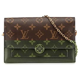 Louis Vuitton-Bolsa de Ombro Floral Chain Wallet Louis Vuitton M69578-Marrom